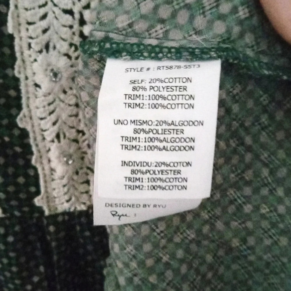 Anthropologie Ryu Swing Style Peplum Top Lace Front Rhinestone Detail Size Small - Picture 8 of 8